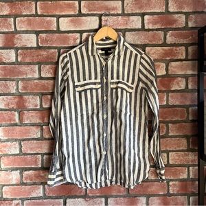 J Crew Linen Striped Button Down
